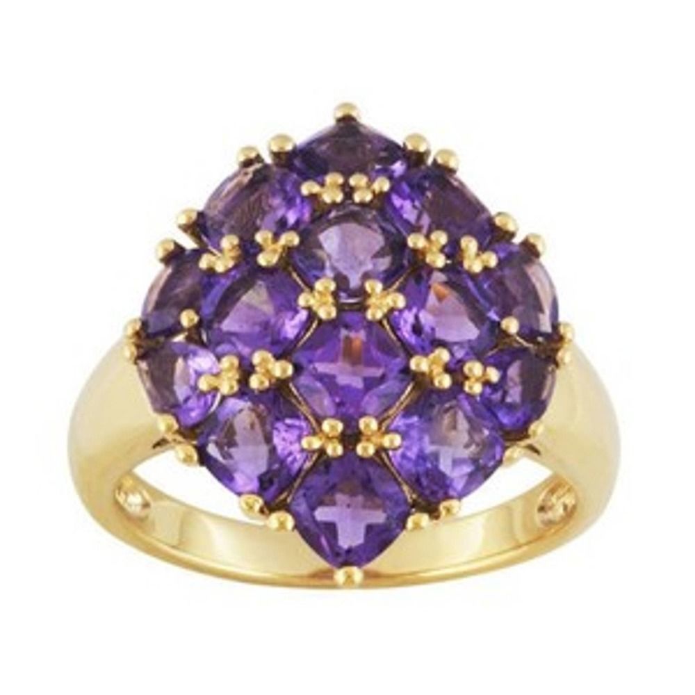 Cushion Pear Cut Brazilian Amethyst 18k Ss Ring 47$